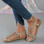 Summer women's rhinestone outdoor casual flat sandals