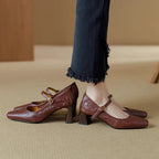 Autumn women's soft leather retro one-strap casual shoes