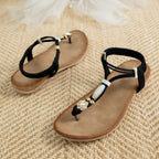 Summer Women's Outdoor Style Large Size Elastic Strap Flat Sandals