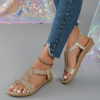 Summer women's rhinestone outdoor casual flat sandals