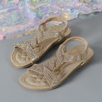 Summer women's rhinestone outdoor casual flat sandals