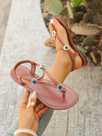Women's T-strap thong flat sandals