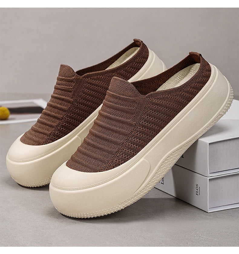 Summer women's knitted slip-on thick sole sandals