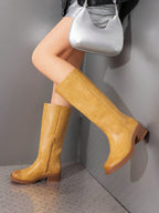 Women Casual Comfortable Low Heel Side Zipper Riding Tall Boots