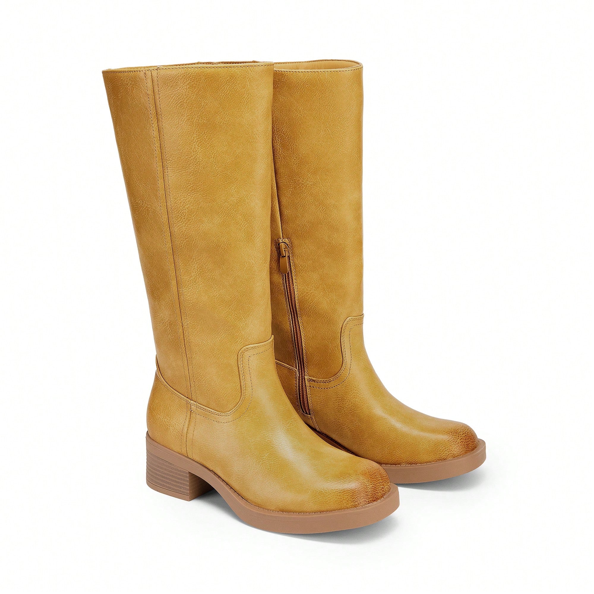 Women Casual Comfortable Low Heel Side Zipper Riding Tall Boots