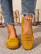 New Women Knit Yellow Flat Shoes