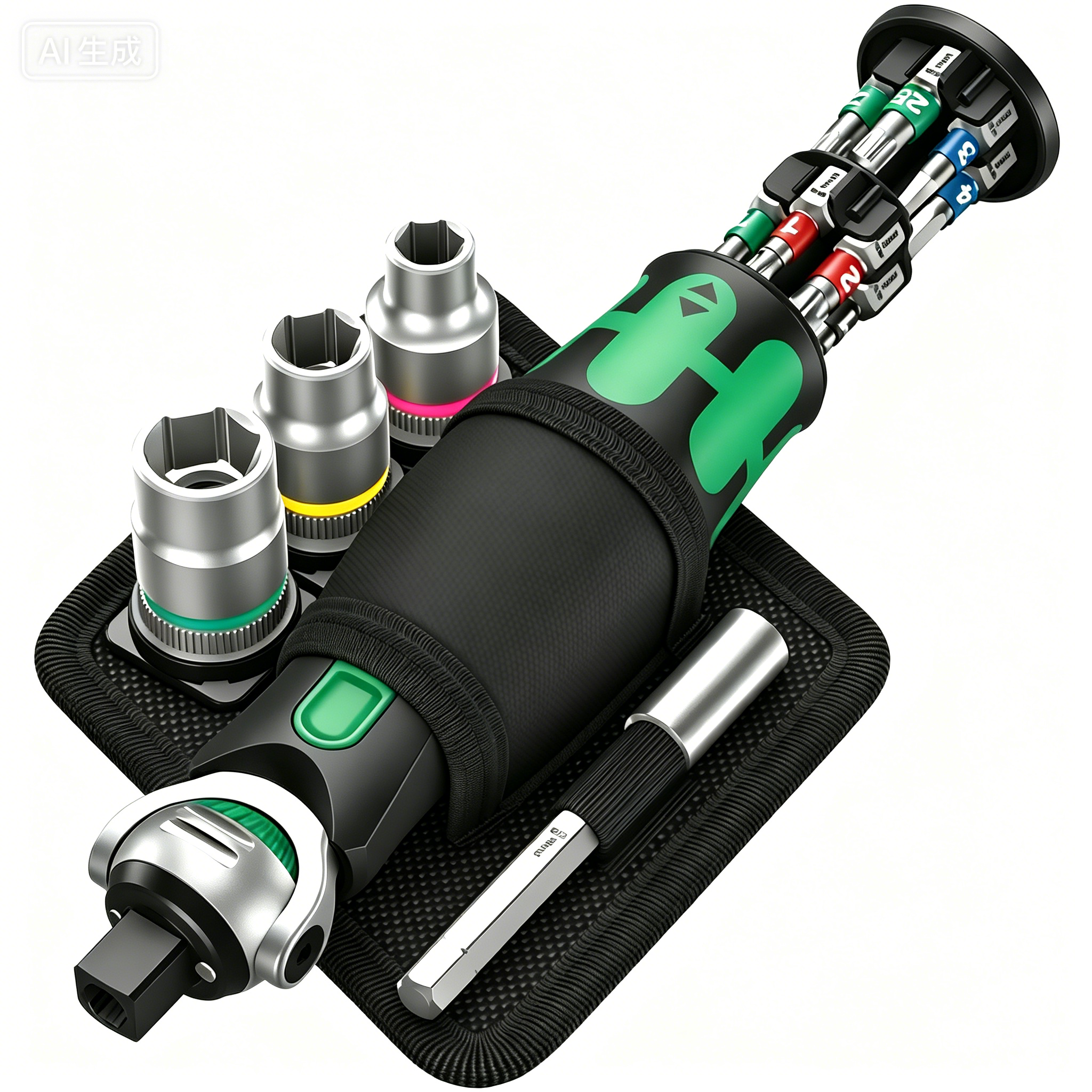 18-Piece Compact Ratchet & Bit Set with Integrated Magazine