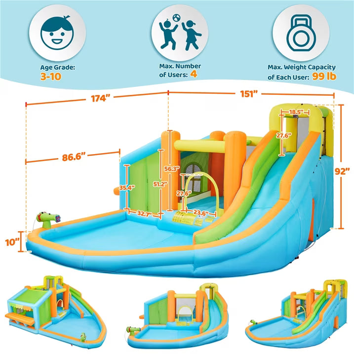 8-in-1 Kids Inflatable Water Bounce House