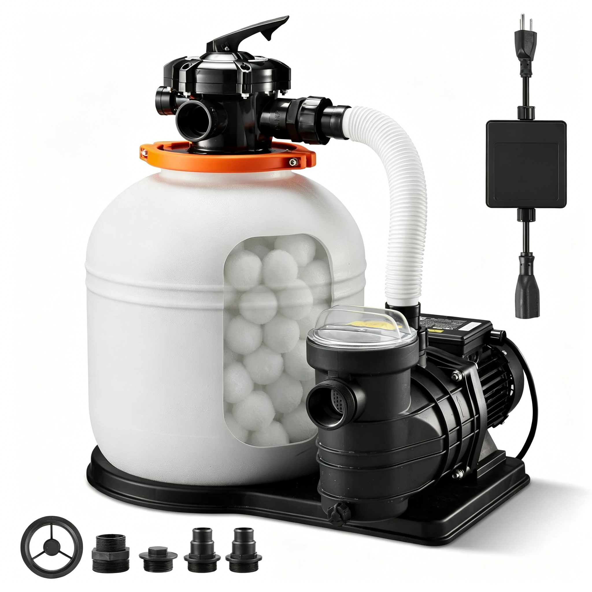 1HP Above Ground Pool Sand Filter Pump – 12/14/16 Inch, Timer