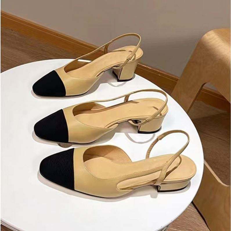 Spring and summer slingback cowhide flat sandals