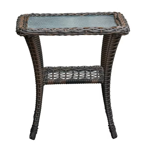 3-Piece Wicker Swivel Rocker Patio Set with Glass Side Table
