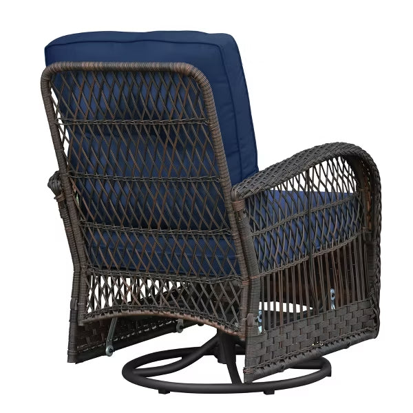 3-Piece Wicker Swivel Rocker Patio Set with Glass Side Table