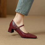 Autumn women's soft leather retro one-strap casual shoes