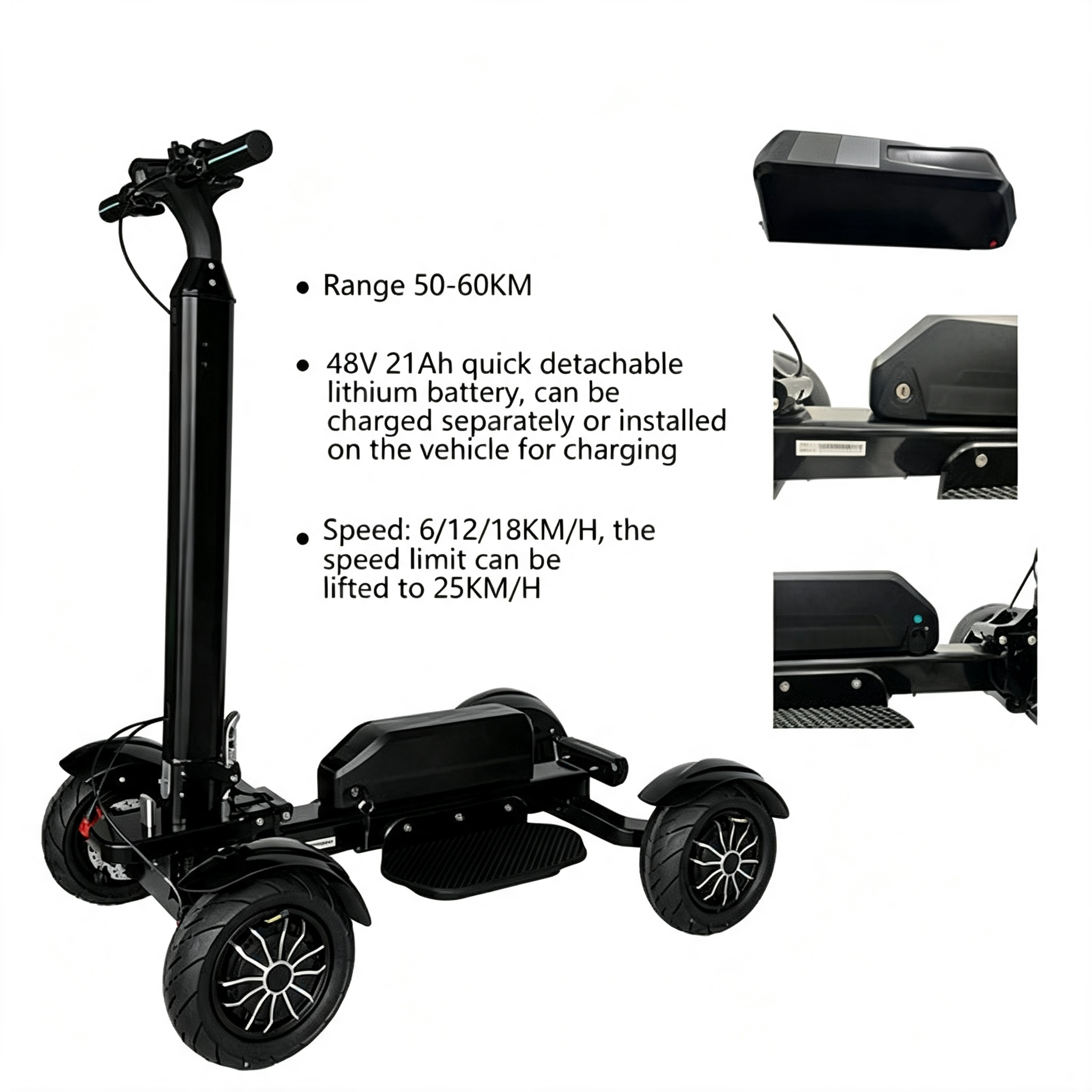 Foldable 4 Wheel Electric Golf Scooter Rideable Golf Trolley